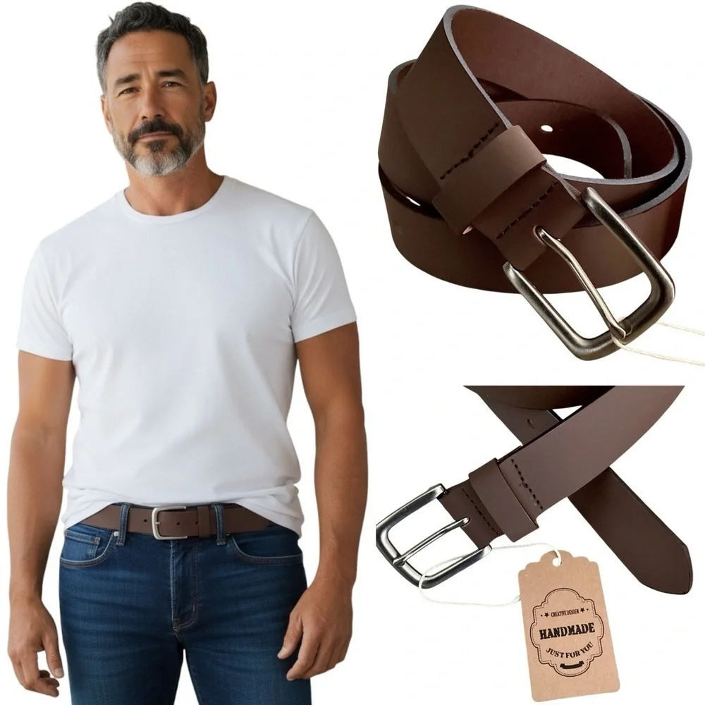 Men's Brown Leather Belt Vatan Handmade New with Tags in Box Size 40 Nice Gift